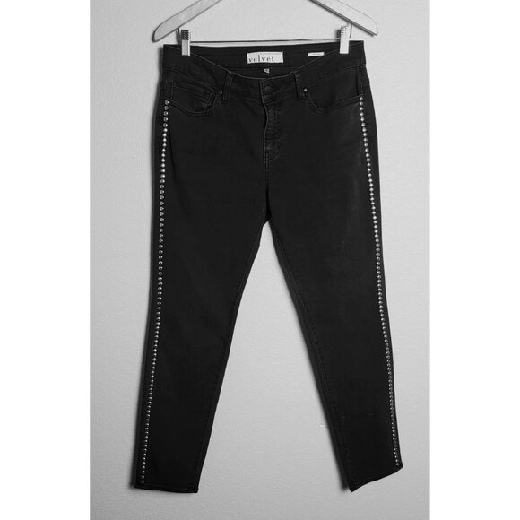 Velvet by Graham & Spencer Coal Black Studded Milla Jeans Size 28 - Picture 4 of 12